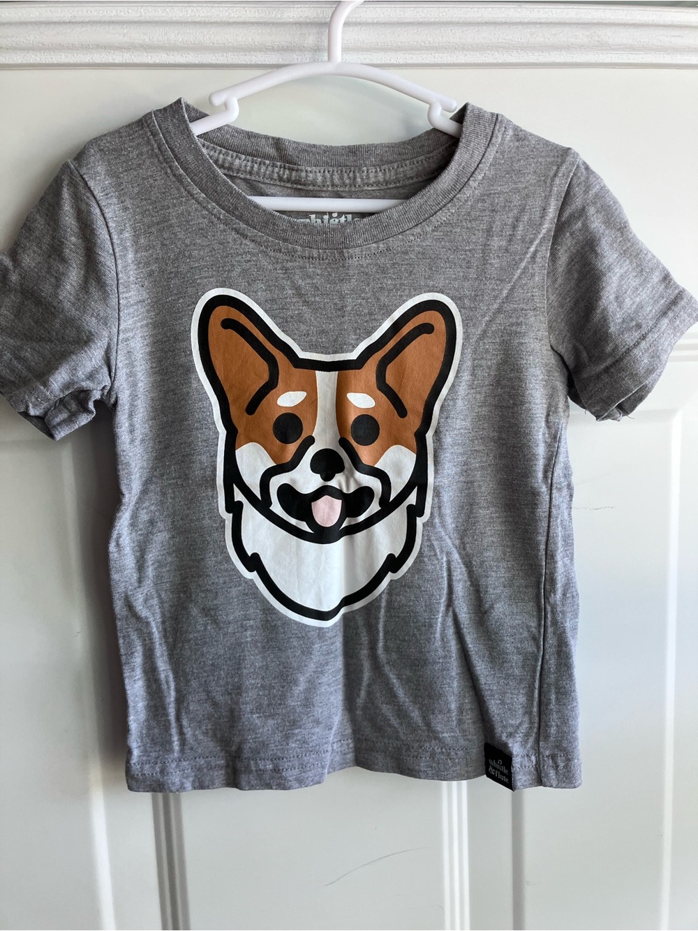 Whistle & flute grey corgi tshirt 1T 2T